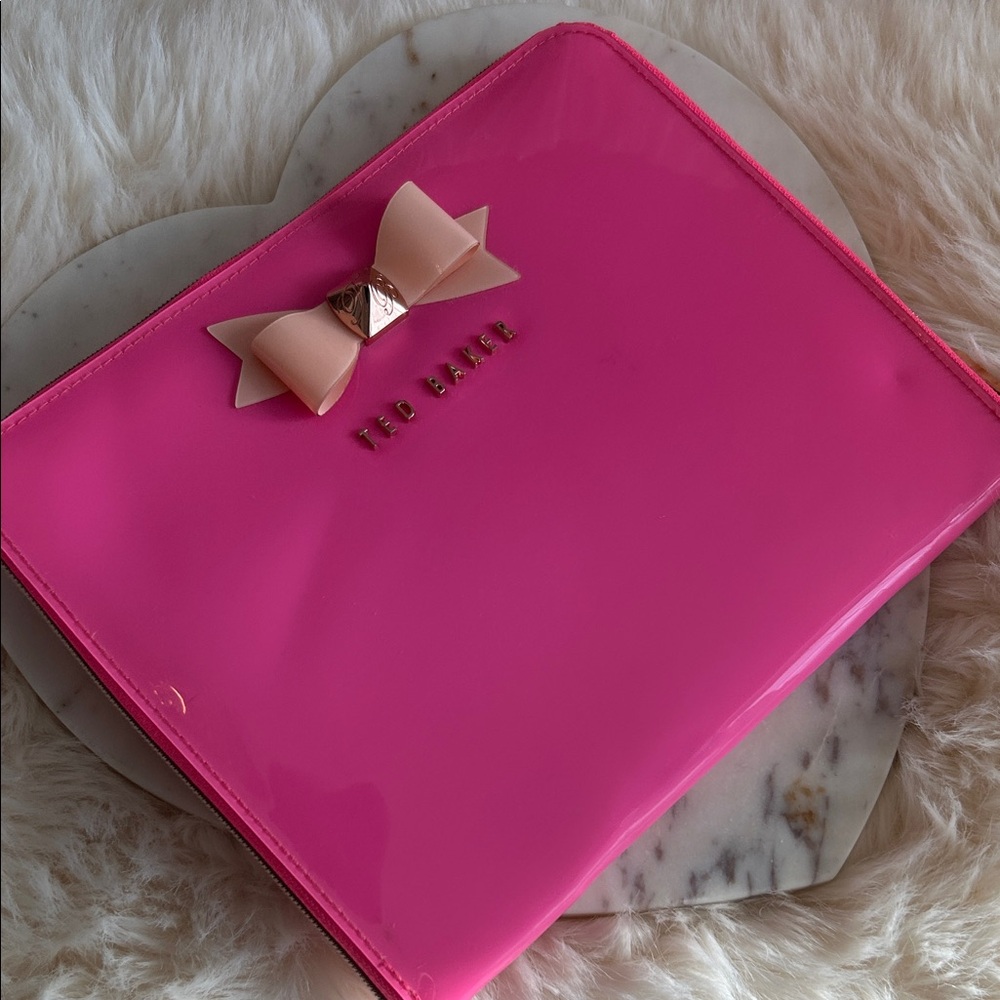 Ted Baker Vibrant Pink 10”x8” skinny Pouch/Clutch with Bow Detail